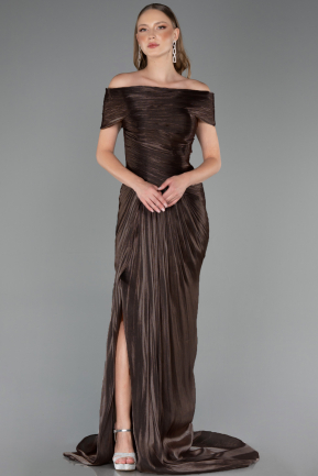 Long Brown Chiffon Prom Gown ABU6581