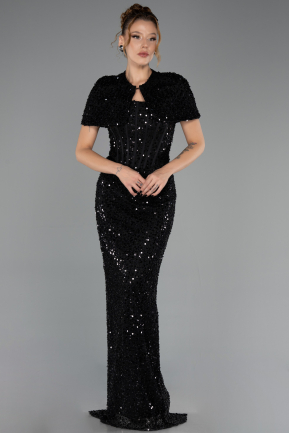 Long Black Scaly Evening Dress ABU6641