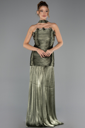 Long Olive Drab Chiffon Prom Gown ABU6643