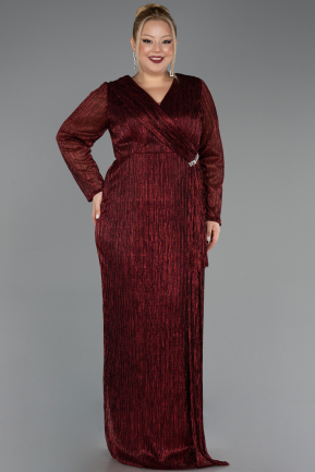 Long Burgundy Plus Size Evening Gown ABU6609