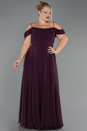 Long Purple Chiffon Plus Size Evening Gown ABU6646