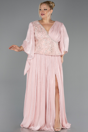 Long Powder Color Chiffon Plus Size Evening Gown ABU6619