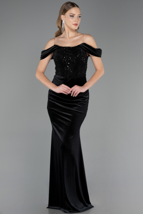 Long Black Velvet Evening Dress ABU6664