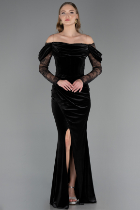 Long Black Velvet Evening Dress ABU6668