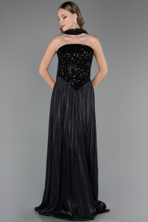 Long Black Chiffon Evening Dress ABU6533