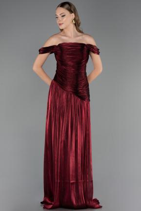 Long Burgundy Chiffon Prom Gown ABU6674