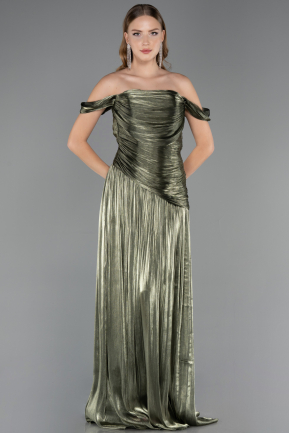 Long Olive Drab Chiffon Prom Gown ABU6674