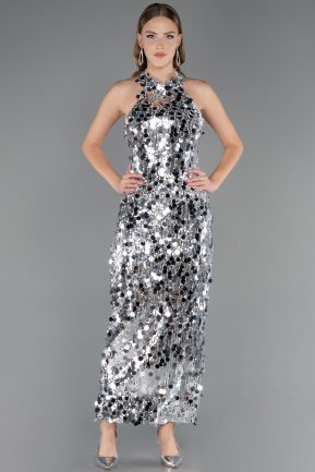 Long Silver Scaly Evening Dress ABU6676
