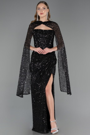 Long Black Beaded Evening Dress ABU6679