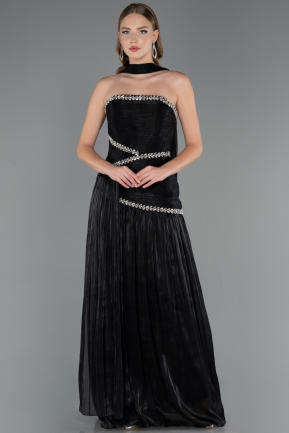 Long Black Chiffon Evening Dress ABU6681