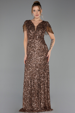 Long Copper Scaly Plus Size Evening Dress ABU6688