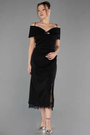 Midi Black Plus Size Cocktail Dress ABK2707