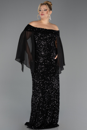 Long Black Plus Size Evening Gown ABU6687