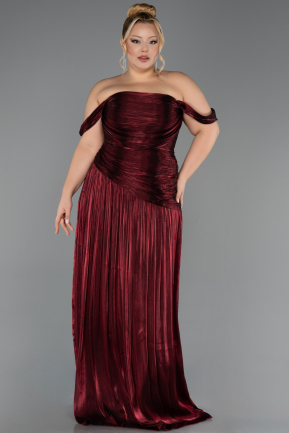 Long Burgundy Chiffon Plus Size Evening Gown ABU6685