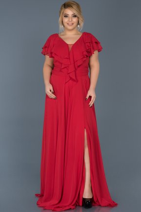Red Long Plus Size Evening Dress ABU032