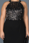 Long Black-Silver Oversized Evening Dress ABU743