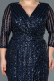 Navy Blue Long Oversized Mermaid Evening Dress ABU1043