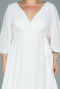 White Midi Chiffon Oversized Evening Dress ABK1083