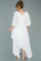 White Midi Chiffon Oversized Evening Dress ABK1083