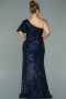 Long Navy Blue Oversized Evening Dress ABU1893