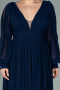Long Navy Blue Chiffon Oversized Evening Dress ABU1988