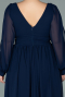 Long Navy Blue Chiffon Oversized Evening Dress ABU1988