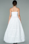 White Tarlatan Evening Dresses ABN02
