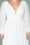 White Long Chiffon Oversized Evening Dress ABU1988
