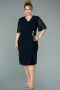 Short Navy Blue Chiffon Plus Size Evening Dress ABK1299