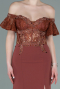 Long Light Brown Dantelle Evening Dress ABU2261
