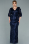 Long Navy Blue Plus Size Evening Dress ABU2309