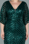 Long Emerald Green Plus Size Evening Dress ABU2309