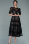 Midi Black Dantelle Night Dress ABK1388