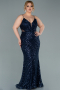 Navy Blue Long Plus Size Evening Dress ABU1661
