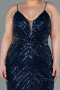 Navy Blue Long Plus Size Evening Dress ABU1661