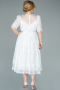 Midi White Dantelle Plus Size Evening Dress ABK1396
