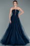 Long Navy Blue Plus Size Haute Couture Dress ABU4606