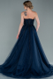 Long Navy Blue Plus Size Haute Couture Dress ABU4606