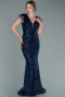 Long Navy Blue Evening Dress ABU881