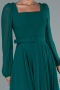 Emerald Green Long Sleeve Midi Chiffon Cocktail Dress ABK2026