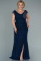 Long Navy Blue Plus Size Evening Dress ABU2438