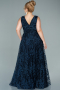Long Navy Blue Plus Size Evening Dress ABU2537