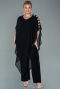 Black Chiffon Plus Size Evening Dress ABT080