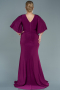 Long Plum Satin Plus Size Evening Dress ABU2646