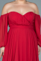 Red Long Chiffon Oversized Evening Dress ABU2597