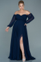 Navy Blue Long Chiffon Oversized Evening Dress ABU2597