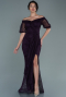 Purple Long Dantelle Evening Dress ABU2427