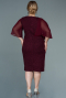 Midi Burgundy Plus Size Evening Dress ABK1610