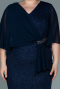 Midi Navy Blue Plus Size Evening Dress ABK1610
