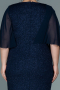Midi Navy Blue Plus Size Evening Dress ABK1610